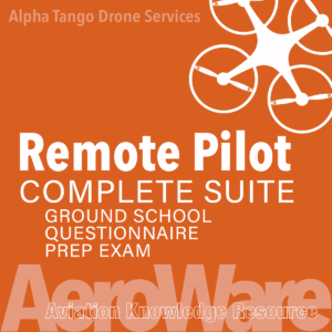 FAA Part 107 Remote Pilot Complete Suite by Alpha Tango Drone Services including Ground School, Question Bank, Practice Exams, and complete FAA Remote Pilot Certificate exam preparation through the AeroWare learning platform.